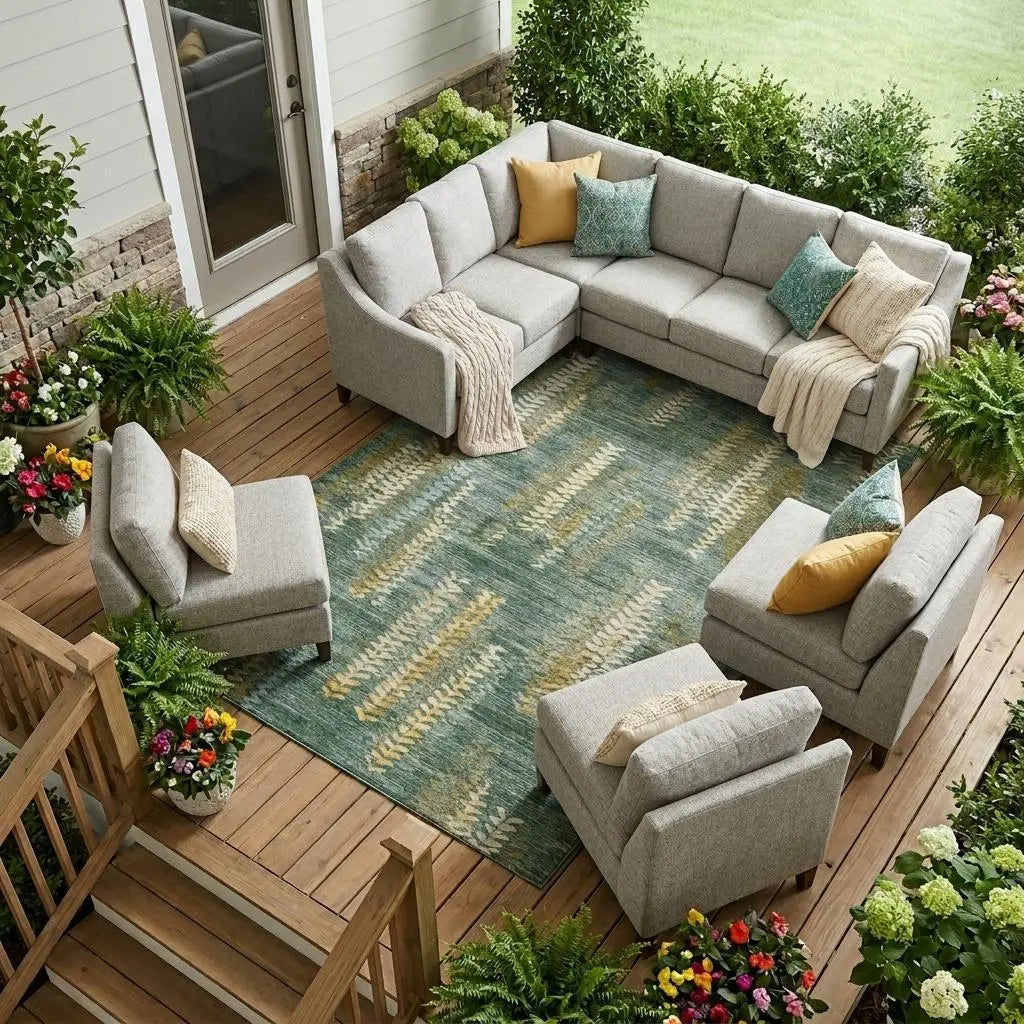 8' X 10' Green And Brown Striped Washable Indoor Outdoor Area Rug Homeroots Outdoor
