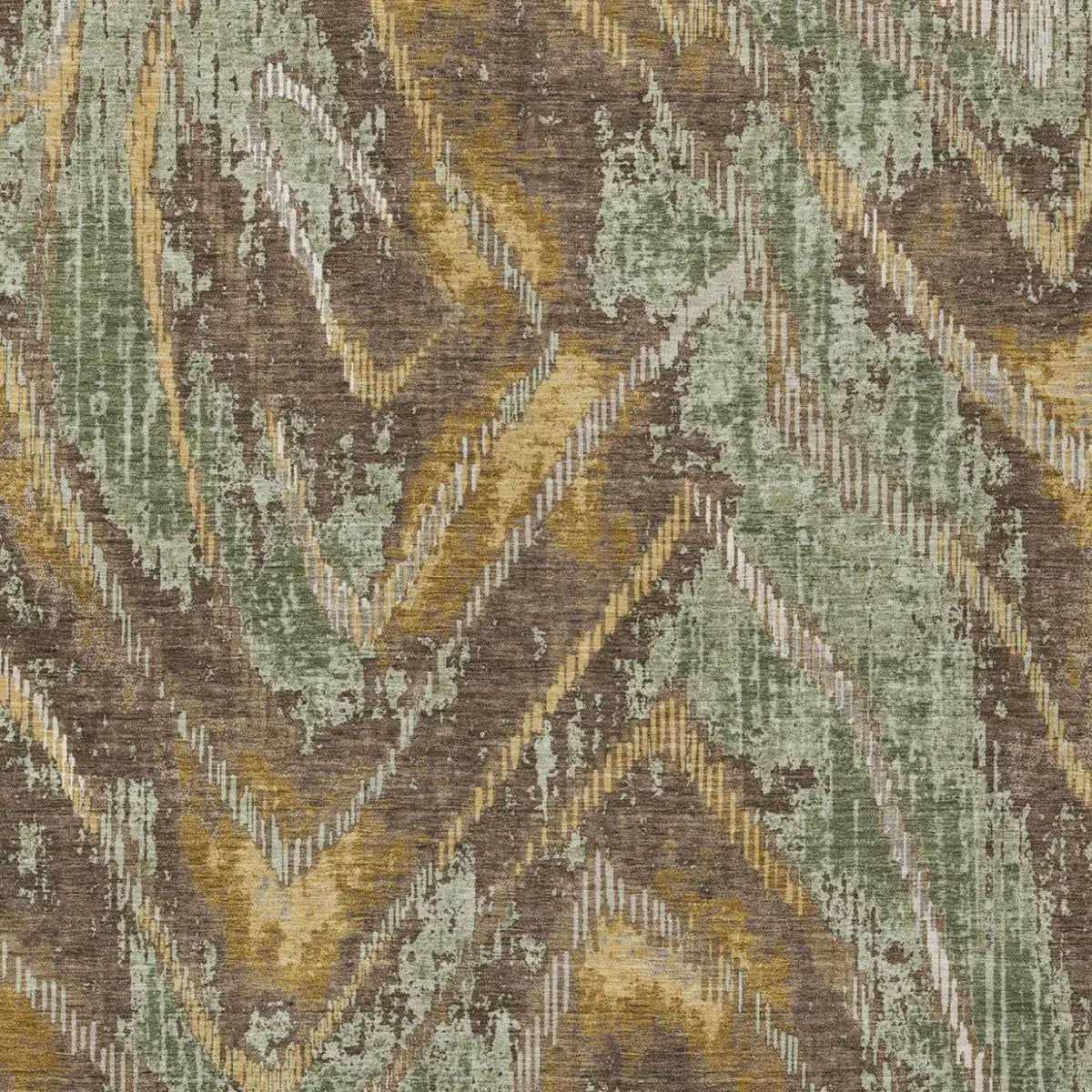 8' X 10' Green And Chocolate Abstract Washable Indoor Outdoor Area Rug Homeroots Outdoor