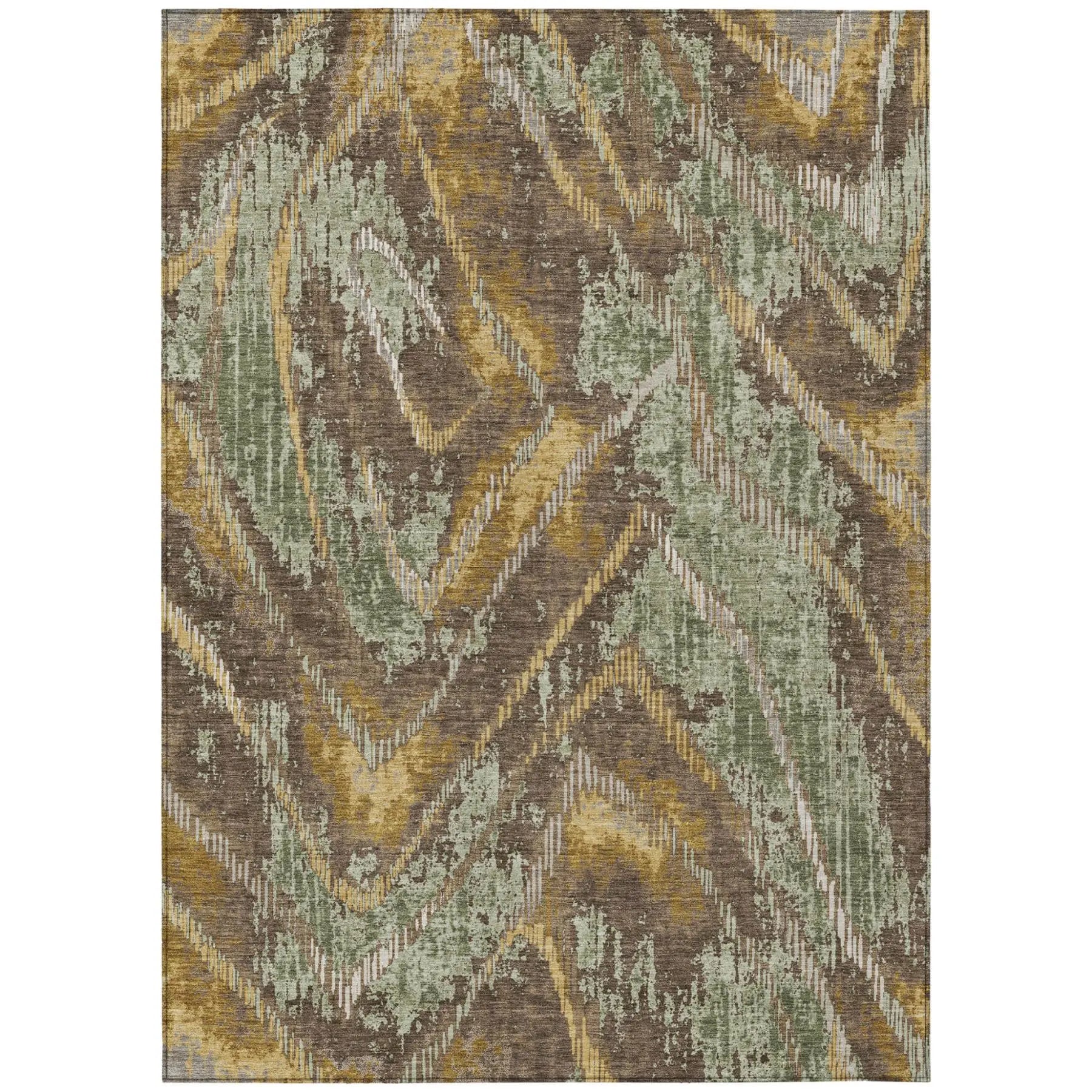 8' X 10' Green And Chocolate Abstract Washable Indoor Outdoor Area Rug Homeroots Outdoor