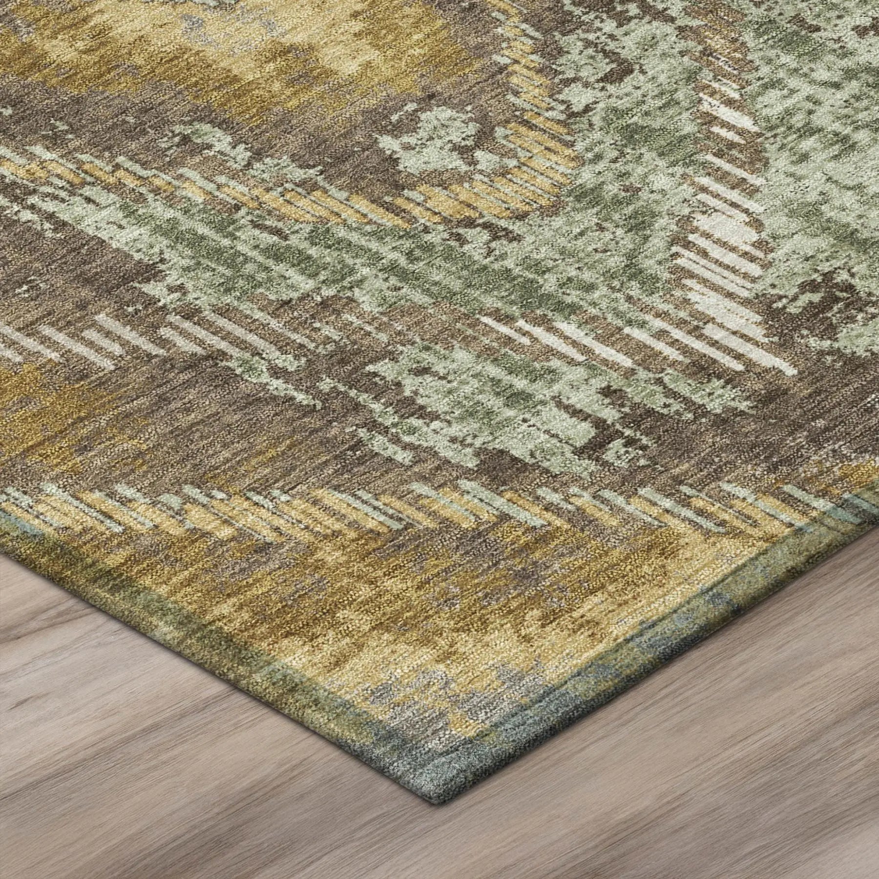 8' X 10' Green And Chocolate Abstract Washable Indoor Outdoor Area Rug Homeroots Outdoor