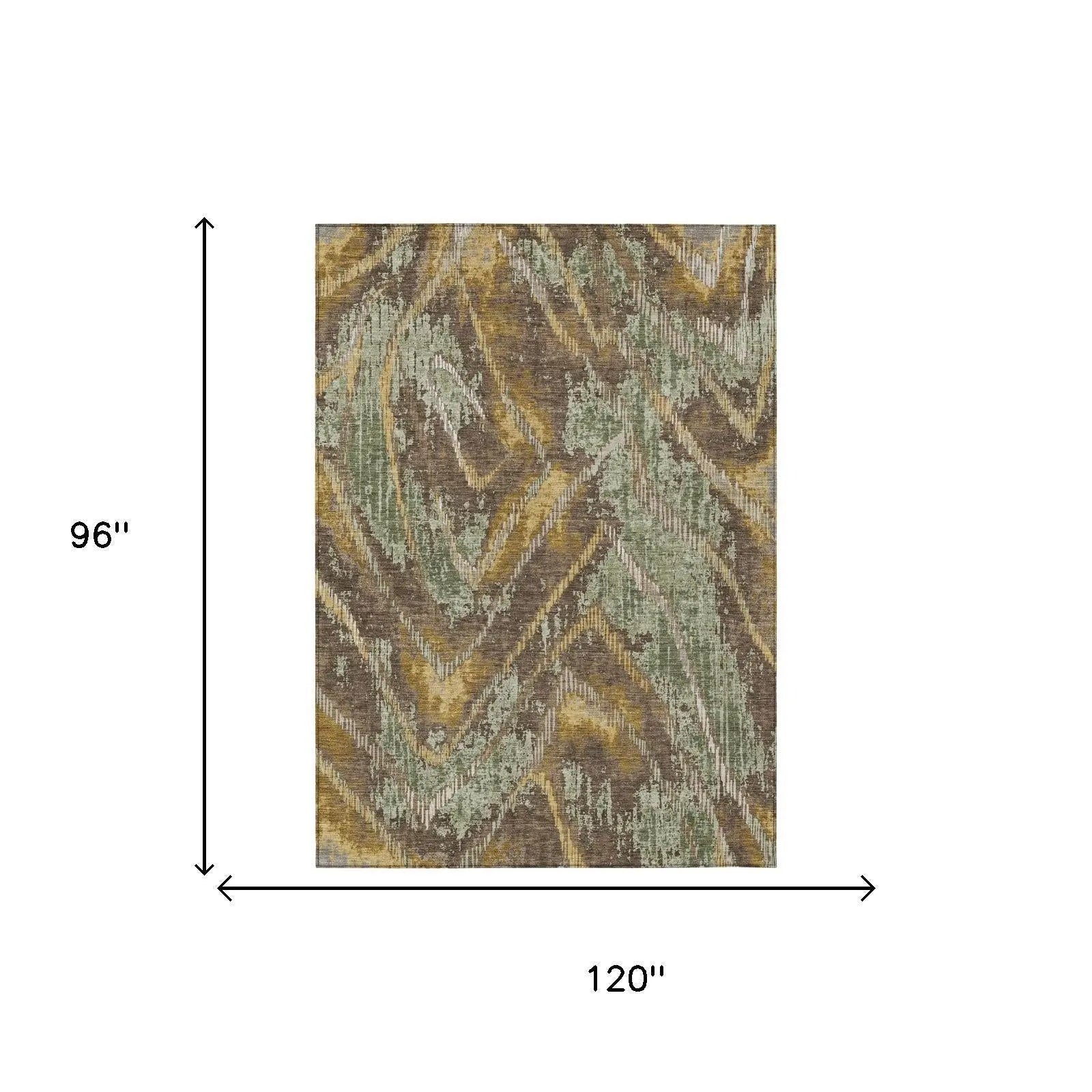 8' X 10' Green And Chocolate Abstract Washable Indoor Outdoor Area Rug Homeroots Outdoor