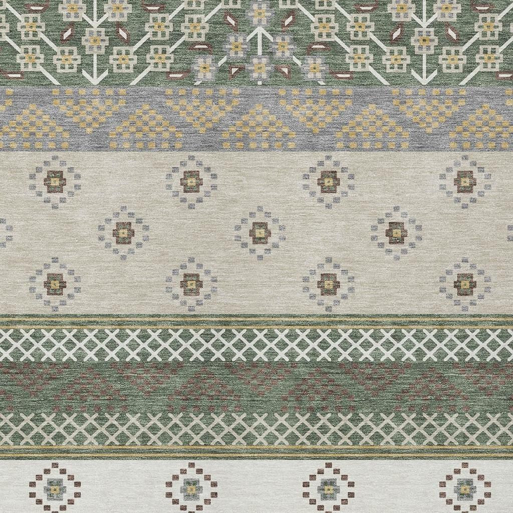 8' X 10' Green And Copper Striped Washable Indoor Outdoor Area Rug Homeroots Outdoor