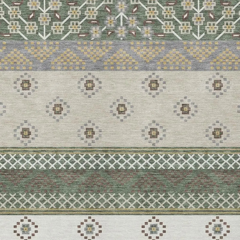 8' X 10' Green And Copper Striped Washable Indoor Outdoor Area Rug Homeroots Outdoor