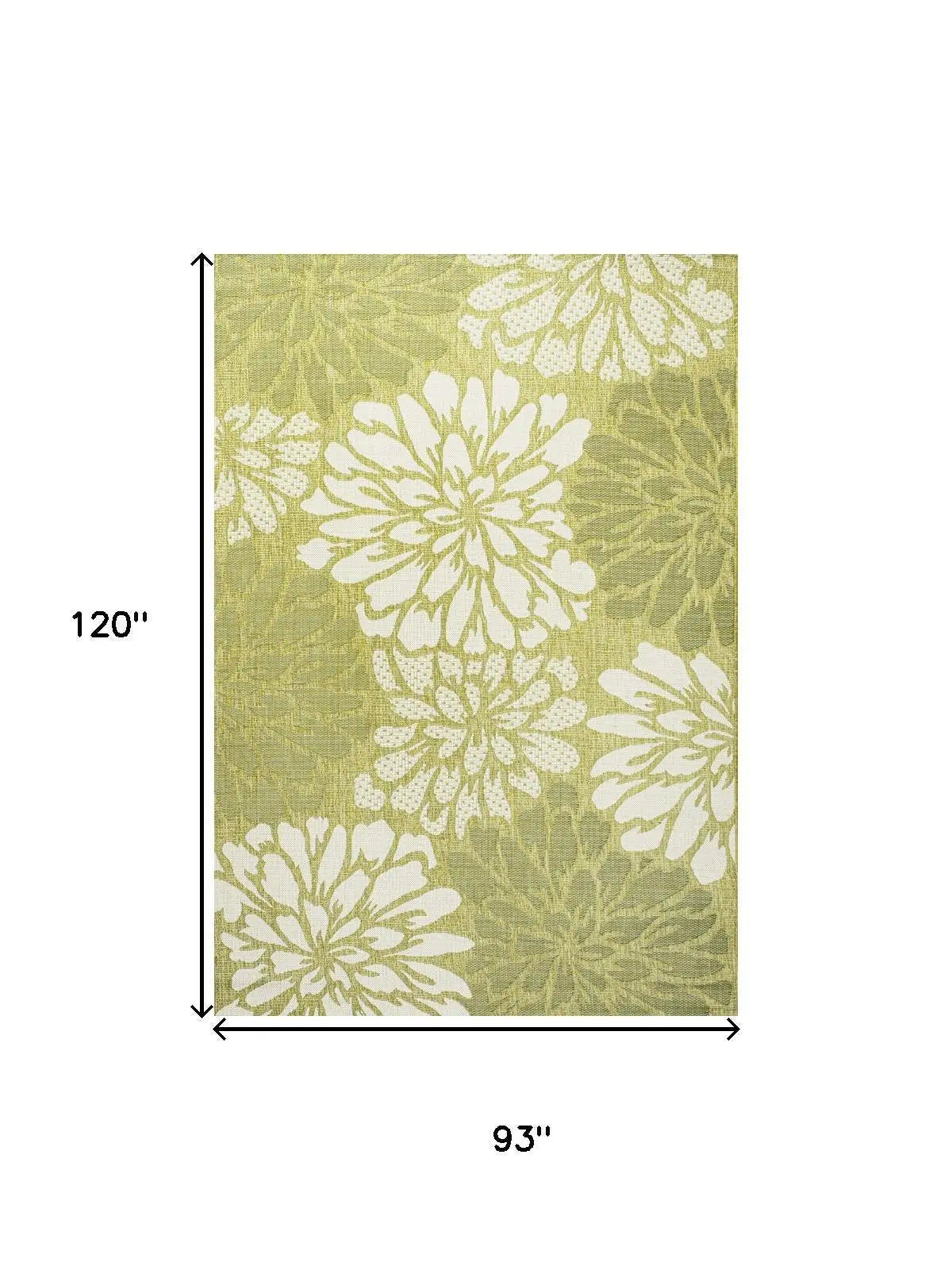 8' X 10' Green And Cream Floral Indoor Outdoor Area Rug Homeroots Outdoor