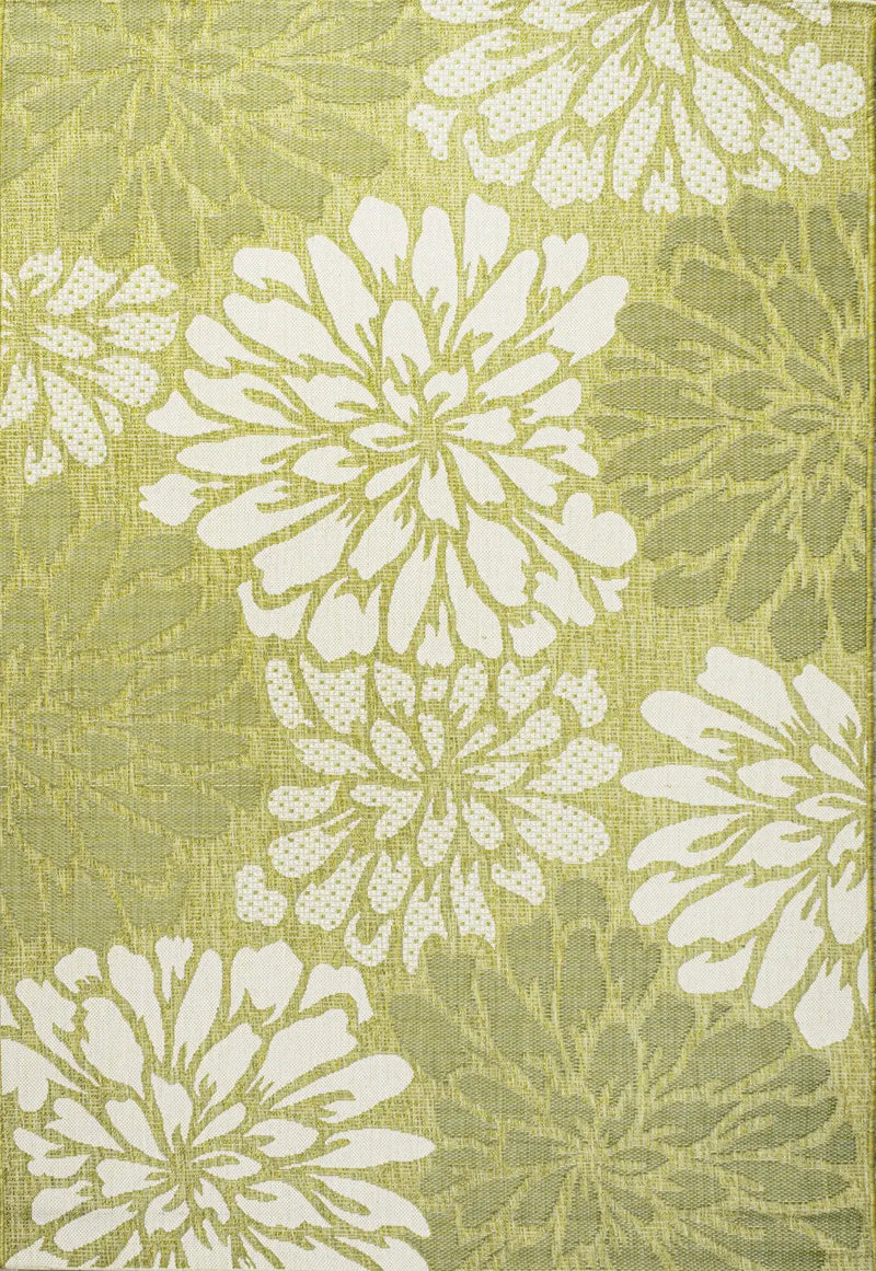 8' X 10' Green And Cream Floral Indoor Outdoor Area Rug Homeroots Outdoor