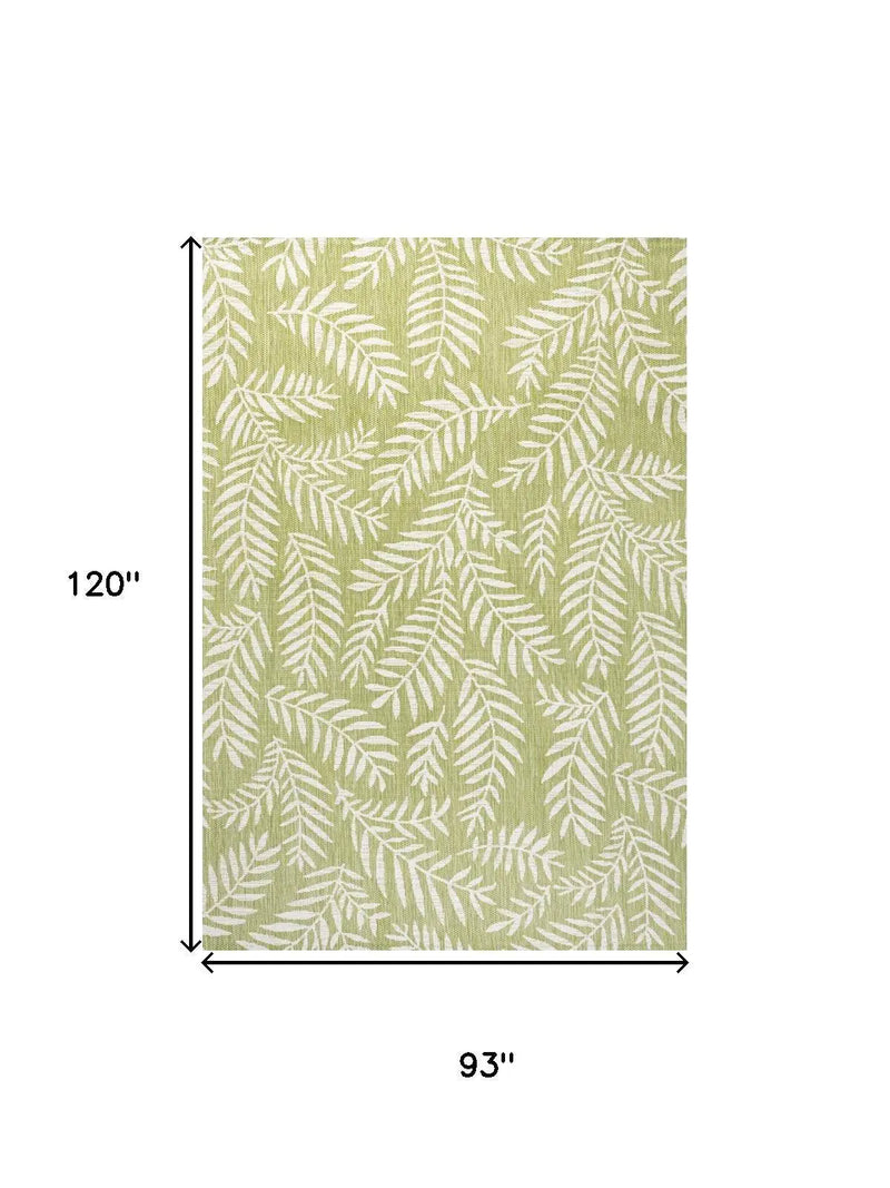 8' X 10' Green And Cream Floral Indoor Outdoor Area Rug Homeroots Outdoor