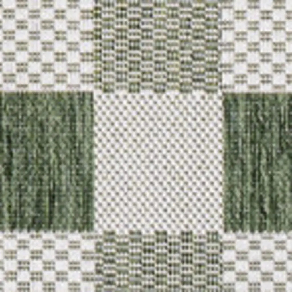 8' X 10' Green And Cream Geometric Indoor Outdoor Area Rug - GreatEagleInc