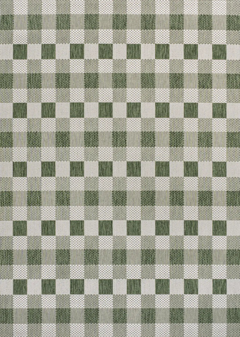 8' X 10' Green And Cream Geometric Indoor Outdoor Area Rug - GreatEagleInc