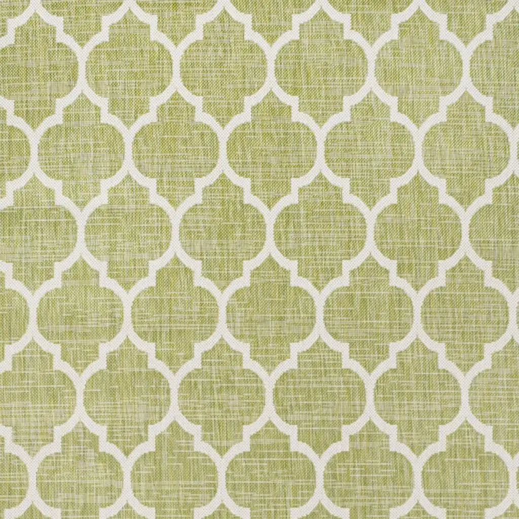 8' X 10' Green And Cream Geometric Indoor Outdoor Area Rug Homeroots Outdoor
