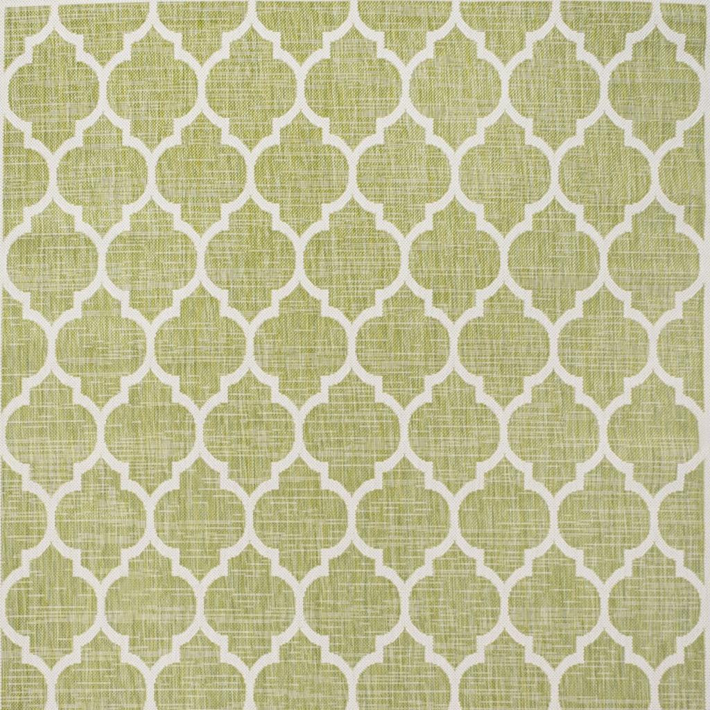 8' X 10' Green And Cream Geometric Indoor Outdoor Area Rug Homeroots Outdoor