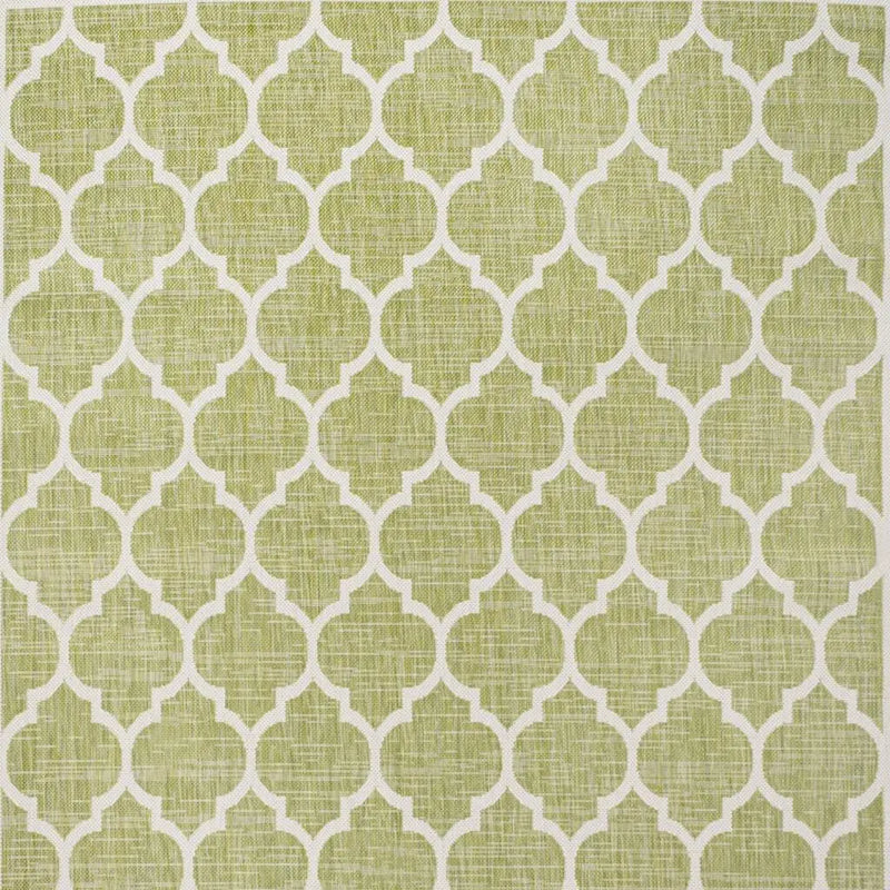8' X 10' Green And Cream Geometric Indoor Outdoor Area Rug Homeroots Outdoor