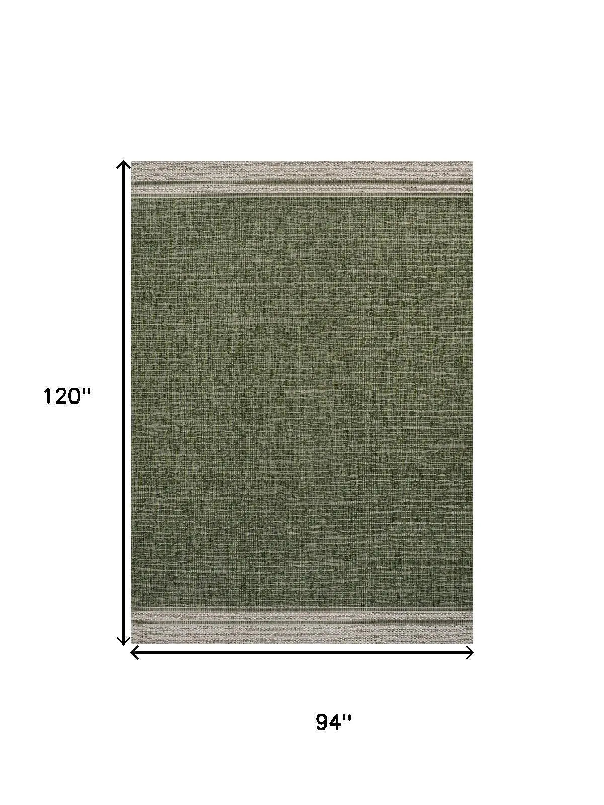 8' X 10' Green And Cream Indoor Outdoor Area Rug Homeroots Outdoor