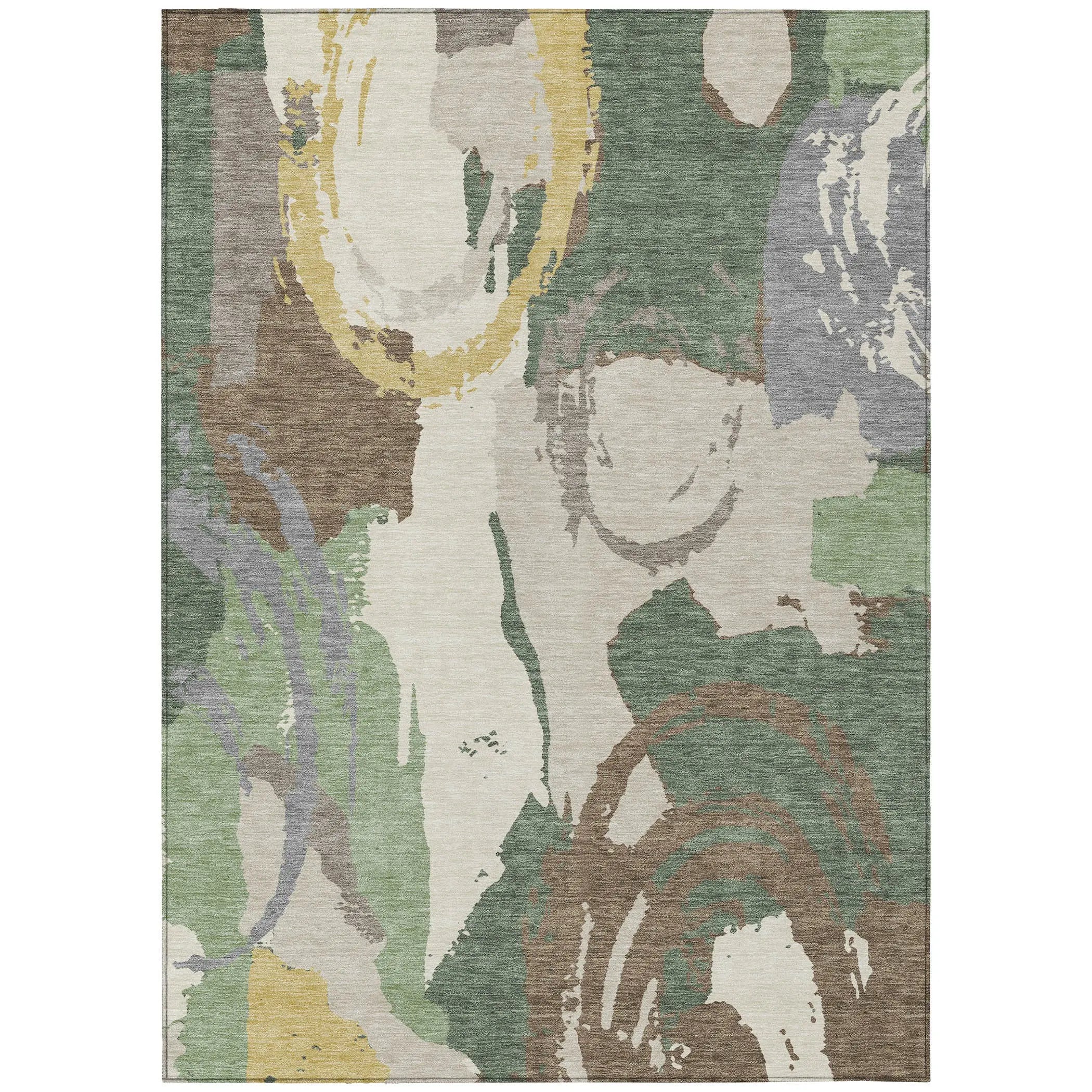 8' X 10' Green And Denim Blue Abstract Washable Indoor Outdoor Area Rug Homeroots Outdoor
