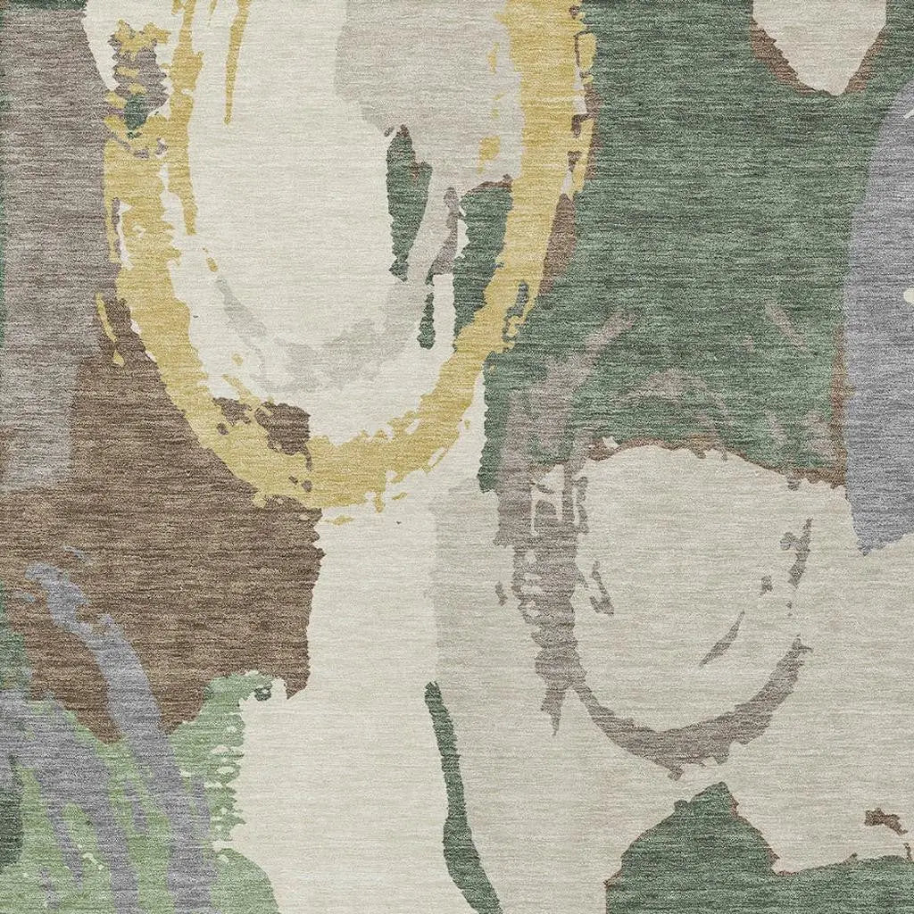 8' X 10' Green And Denim Blue Abstract Washable Indoor Outdoor Area Rug Homeroots Outdoor