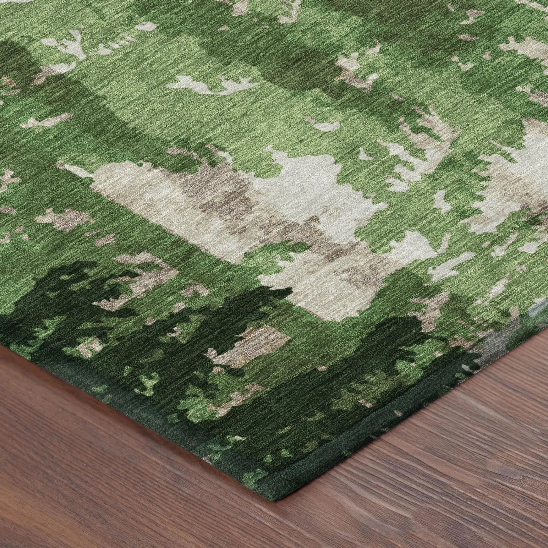 8' X 10' Green And Emerald Floral Washable Indoor Outdoor Area Rug Homeroots Outdoor