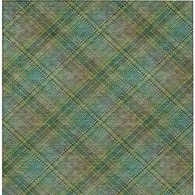 8' X 10' Green And Emerald Plaid Washable Indoor Outdoor Area Rug Homeroots Outdoor