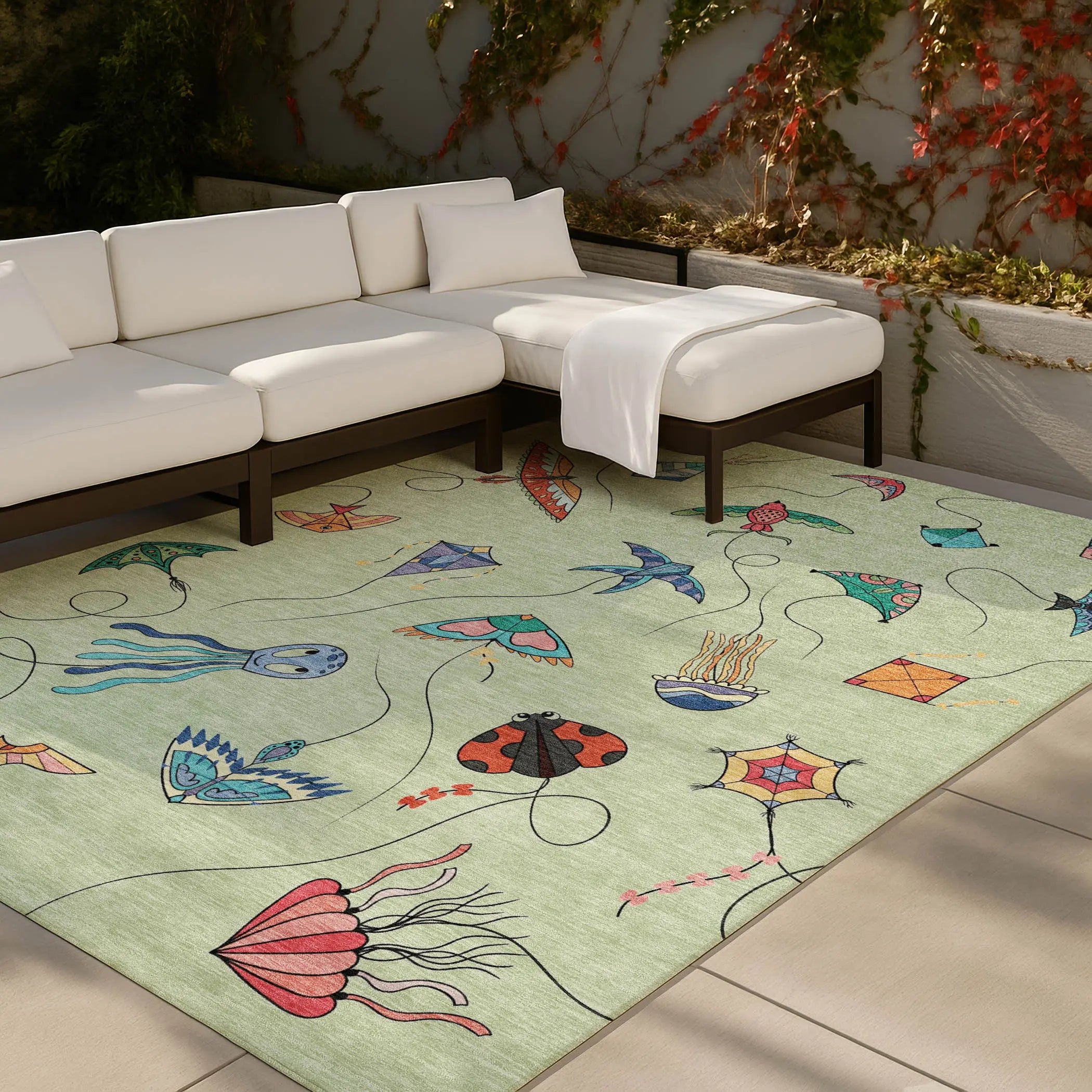 8' X 10' Green And Gold Geometric Washable Indoor Outdoor Area Rug Homeroots Outdoor
