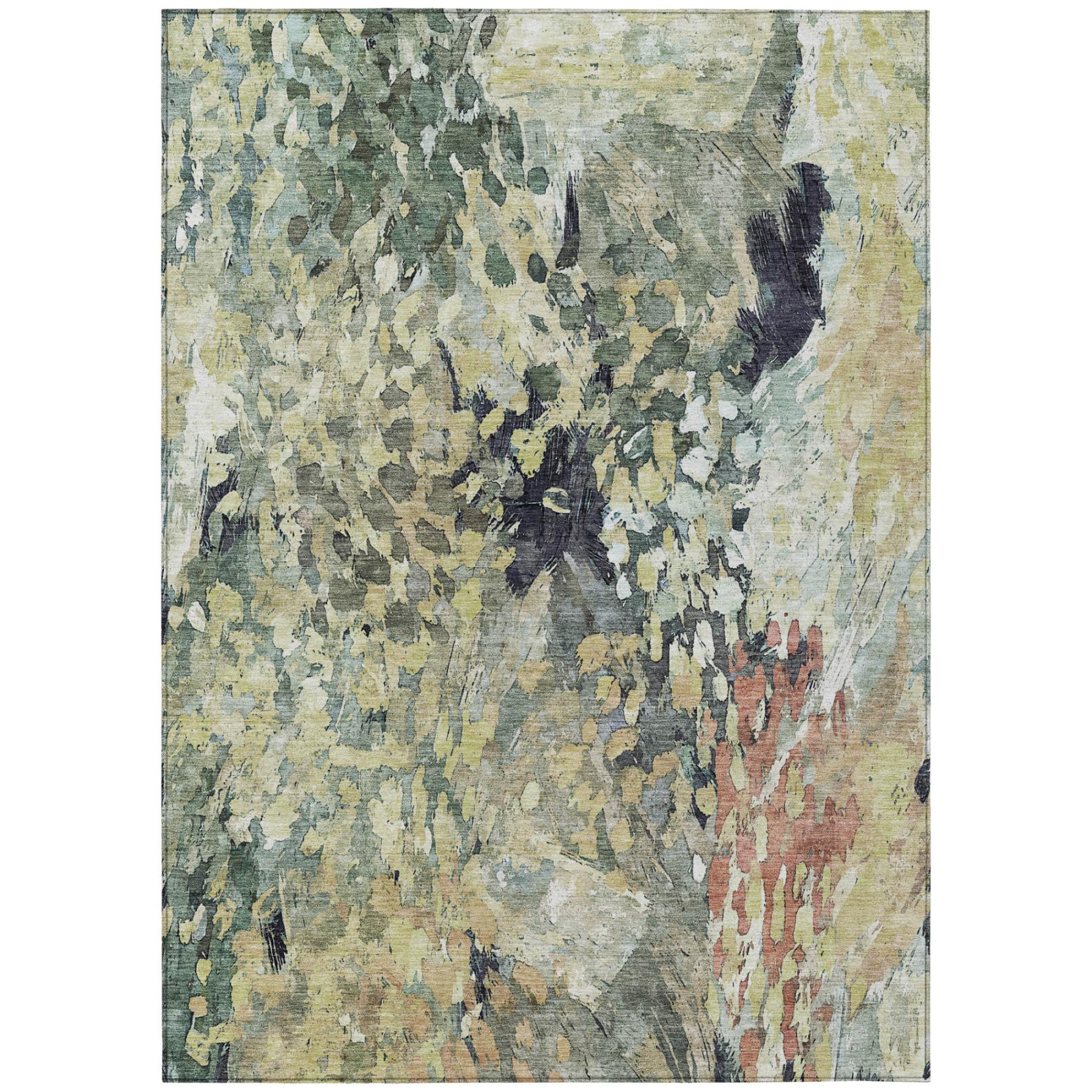 8' X 10' Green And Gray Abstract Washable Indoor Outdoor Area Rug Homeroots Outdoor