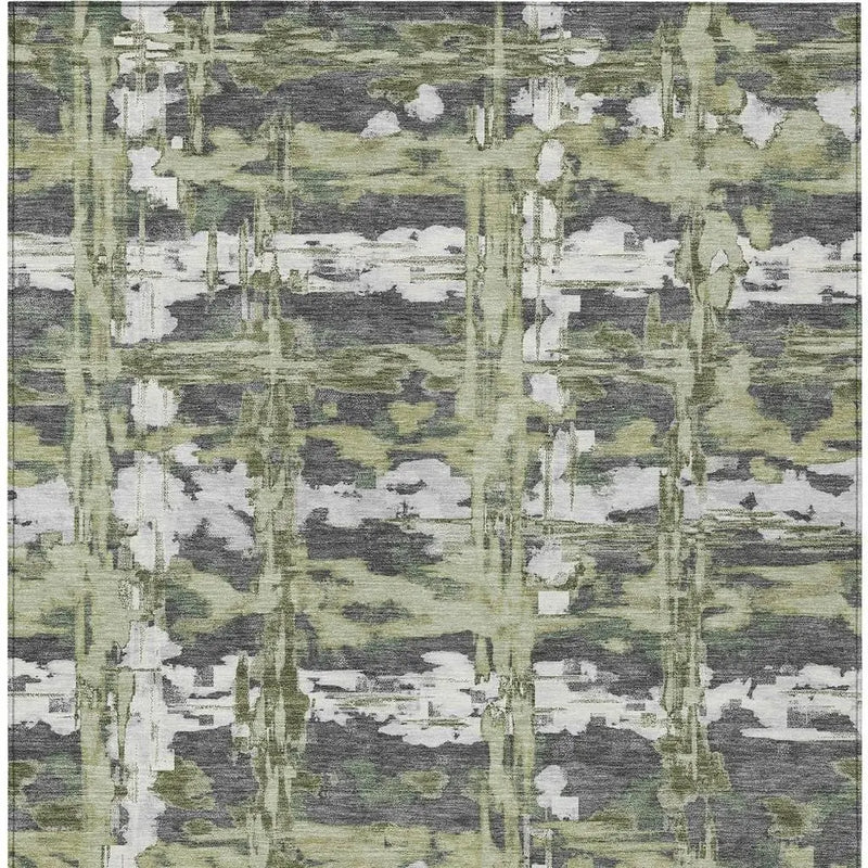 8' X 10' Green And Gray Abstract Washable Indoor Outdoor Area Rug Homeroots Outdoor