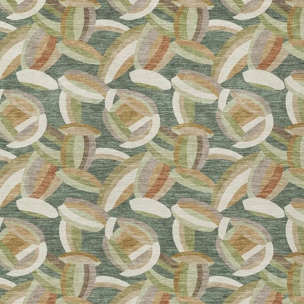 8' X 10' Green And Ivory Abstract Washable Indoor Outdoor Area Rug Homeroots Outdoor