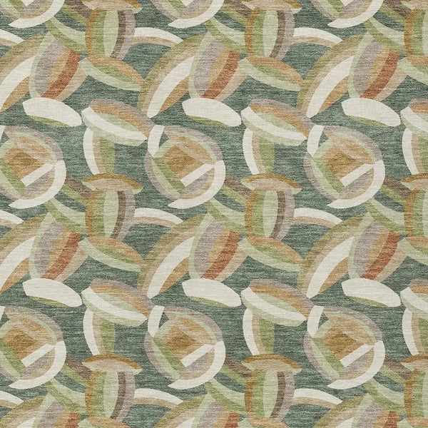 8' X 10' Green And Ivory Abstract Washable Indoor Outdoor Area Rug Homeroots Outdoor