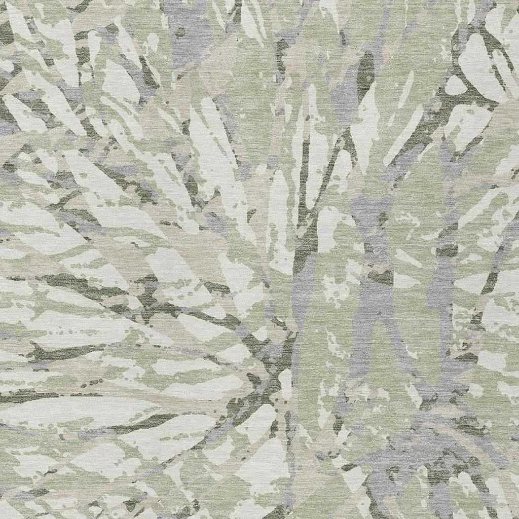 8' X 10' Green And Ivory Abstract Washable Indoor Outdoor Area Rug Homeroots Outdoor