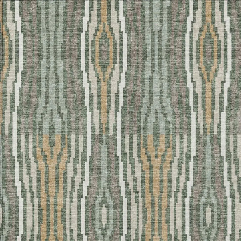 8' X 10' Green And Ivory Abstract Washable Indoor Outdoor Area Rug Homeroots Outdoor