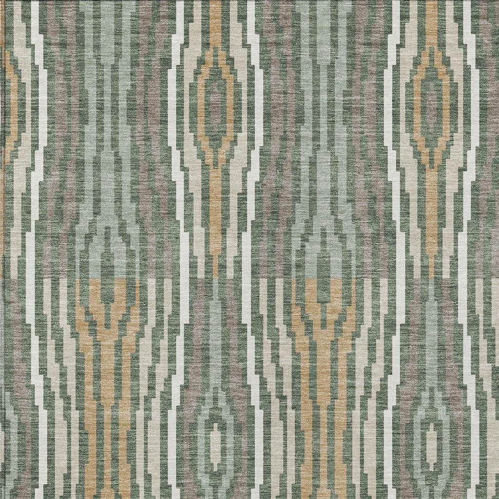 8' X 10' Green And Ivory Abstract Washable Indoor Outdoor Area Rug Homeroots Outdoor