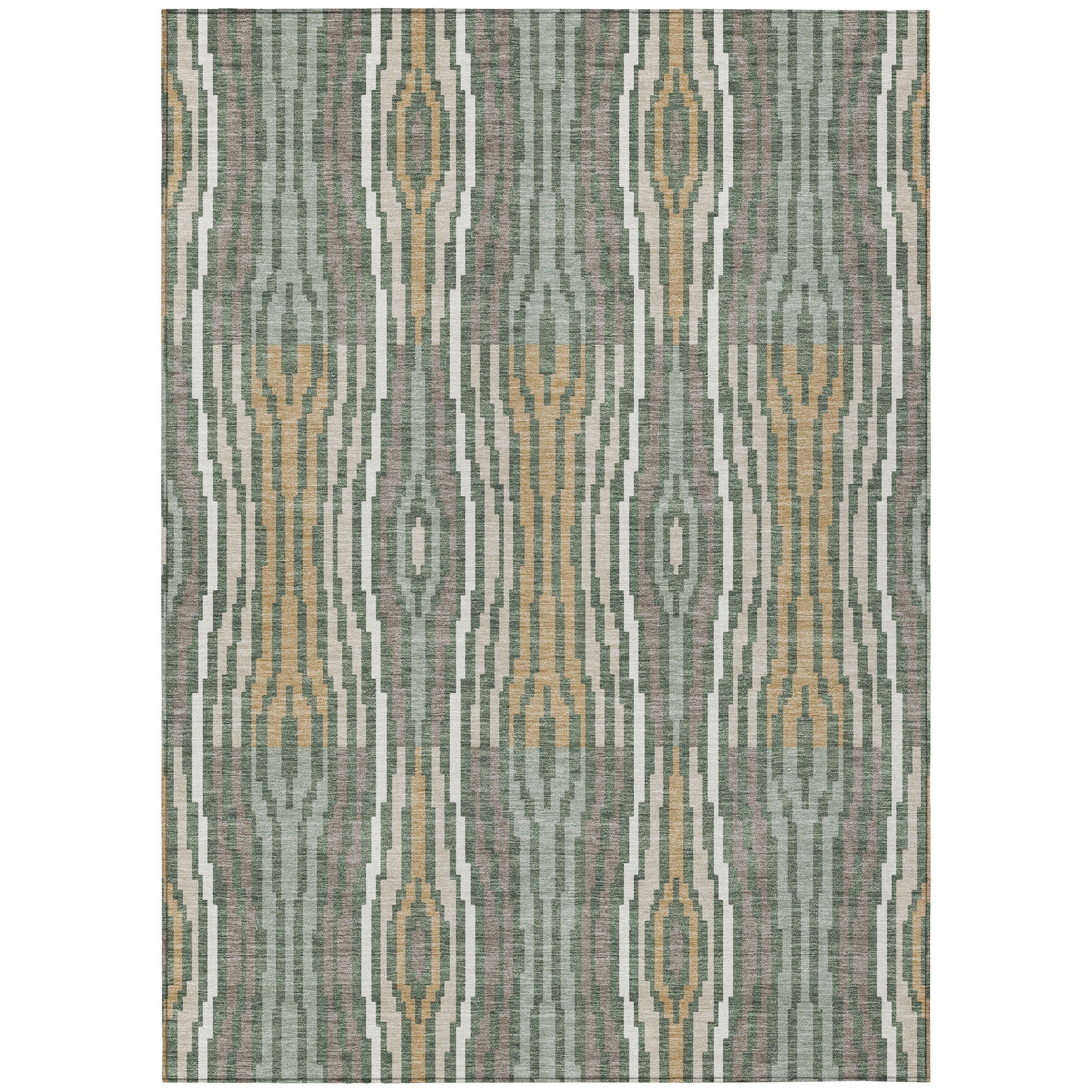 8' X 10' Green And Ivory Abstract Washable Indoor Outdoor Area Rug Homeroots Outdoor