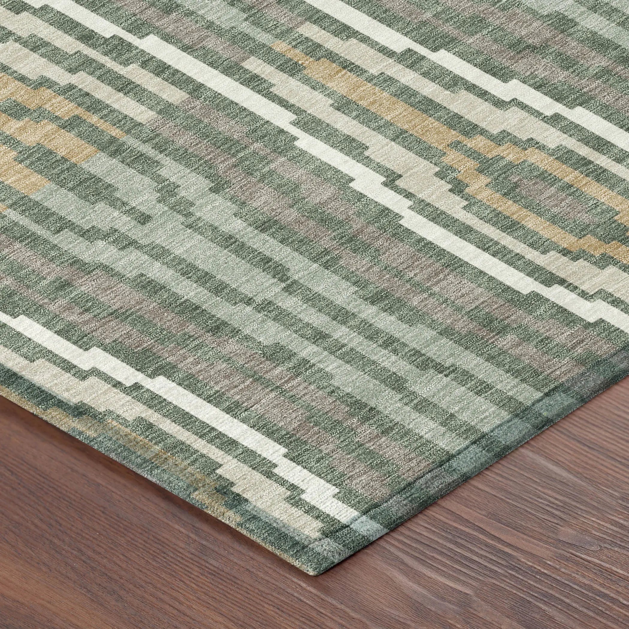 8' X 10' Green And Ivory Abstract Washable Indoor Outdoor Area Rug Homeroots Outdoor