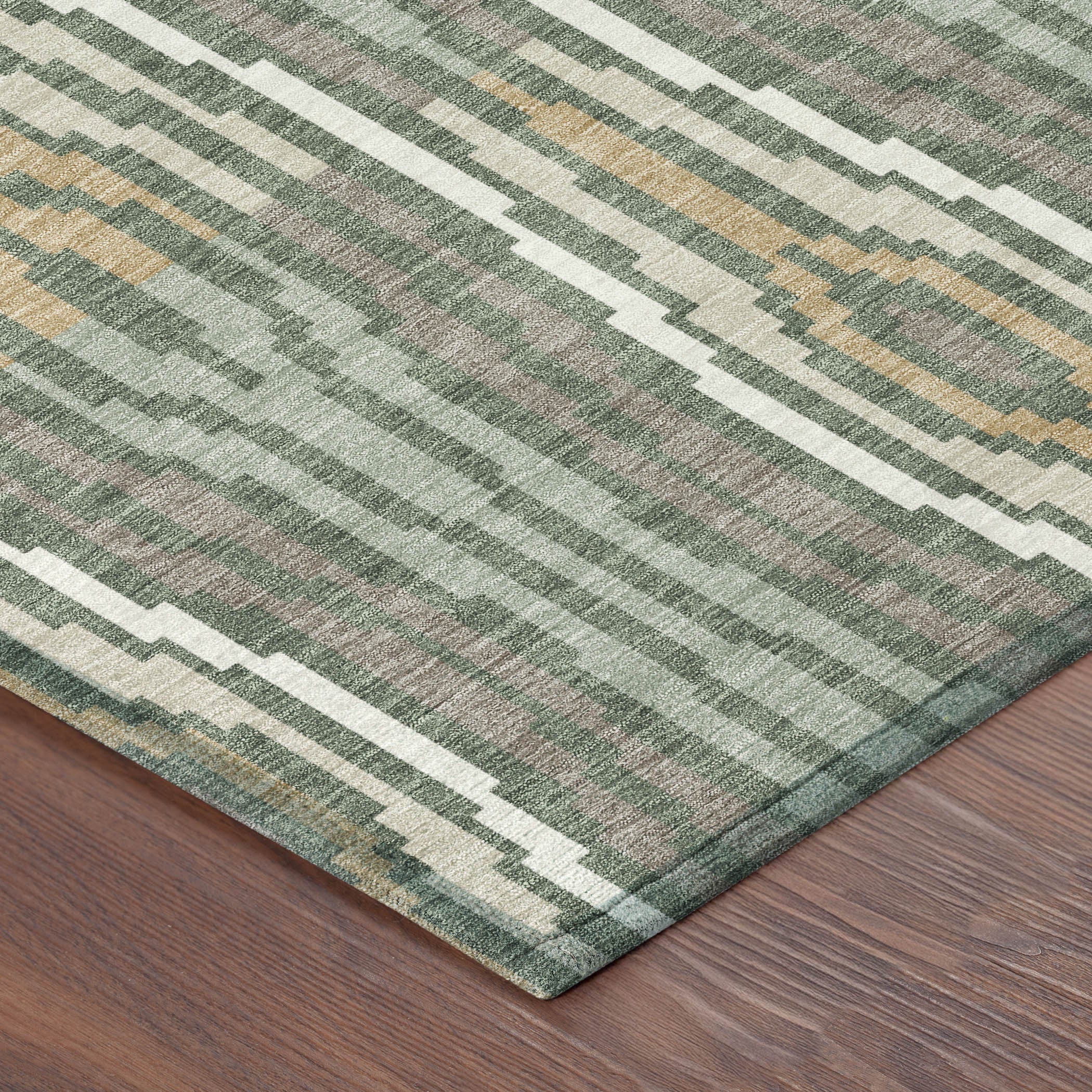 8' X 10' Green And Ivory Abstract Washable Indoor Outdoor Area Rug Homeroots Outdoor