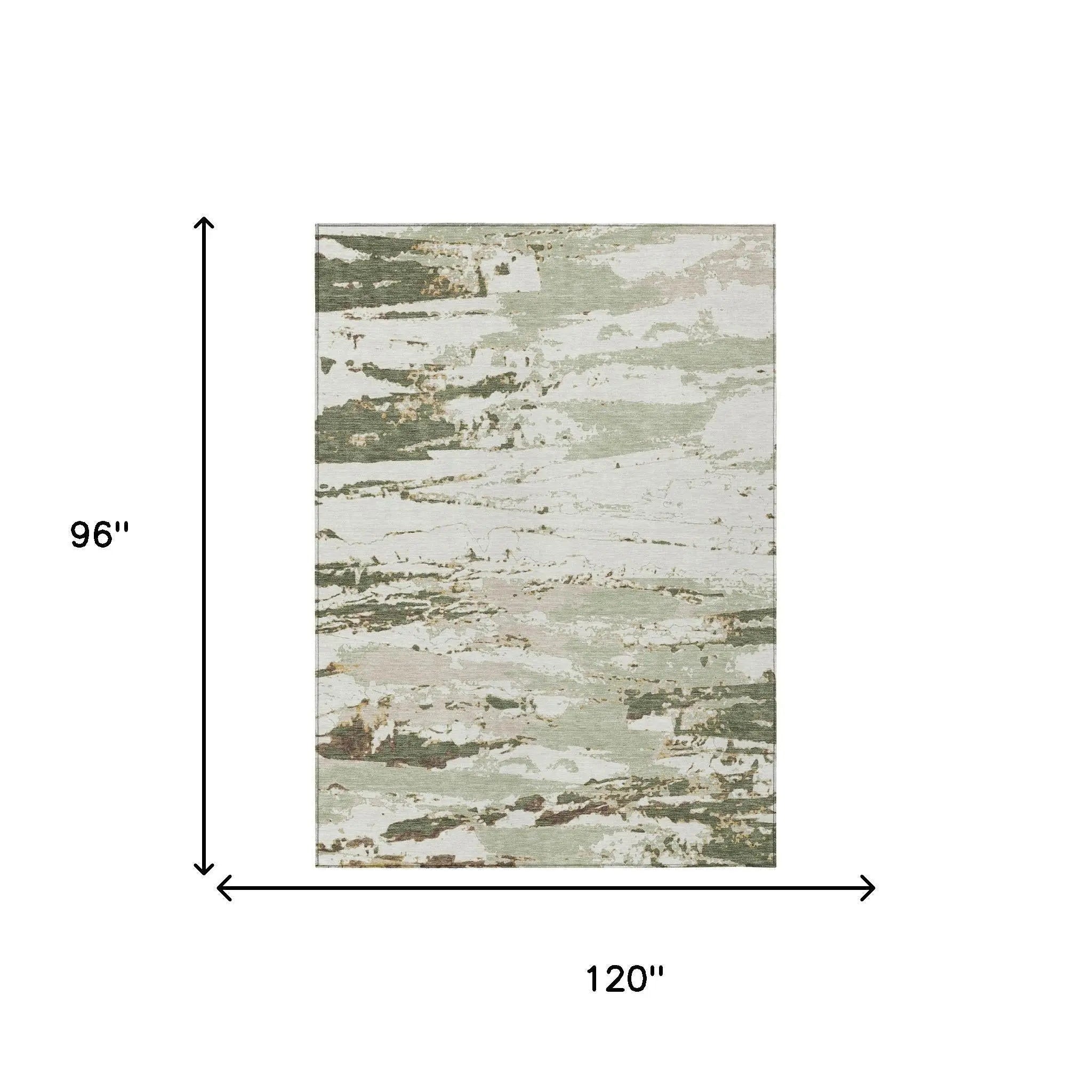8' X 10' Green And Ivory Abstract Washable Indoor Outdoor Area Rug Homeroots Outdoor