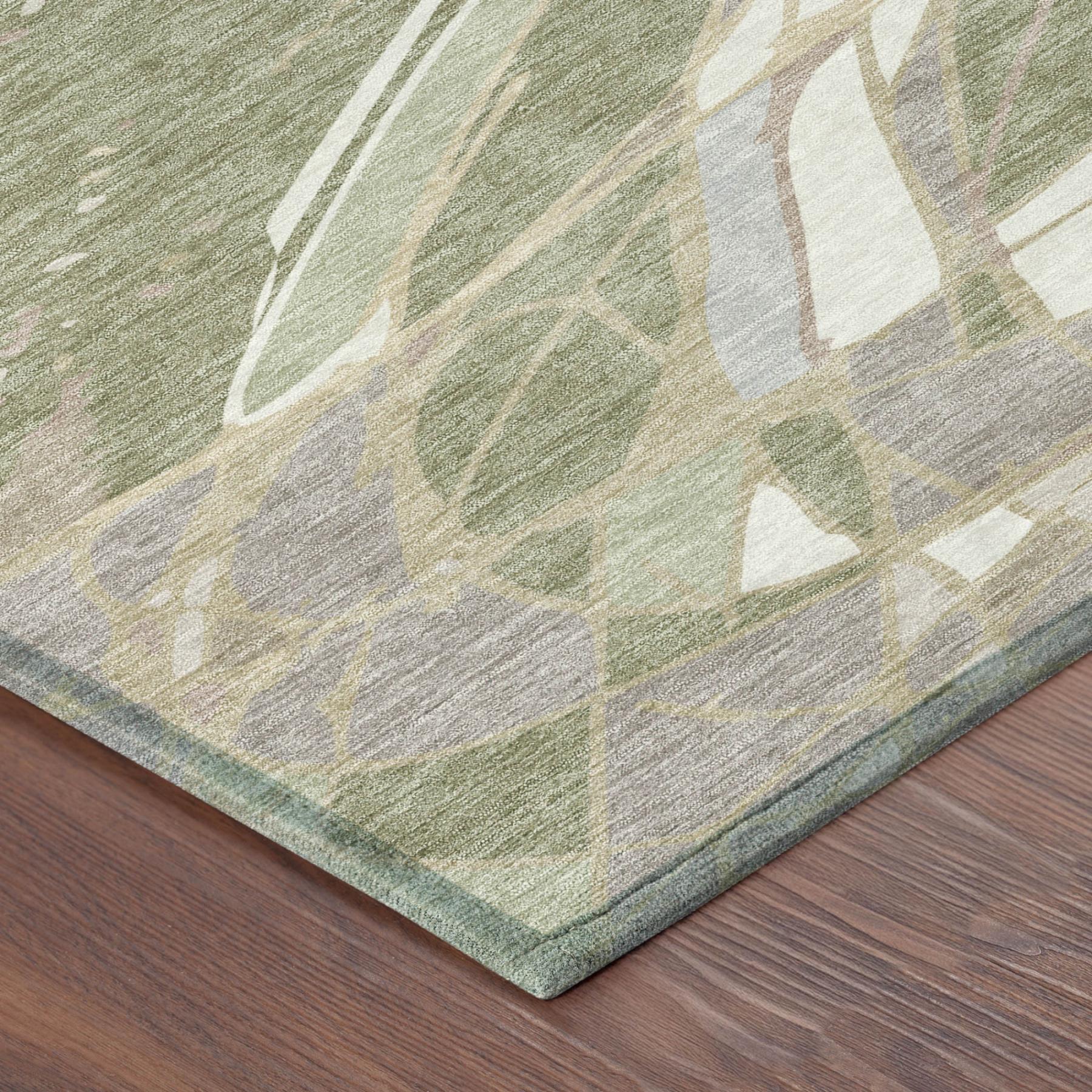 8' X 10' Green And Ivory Abstract Washable Indoor Outdoor Area Rug Homeroots Outdoor