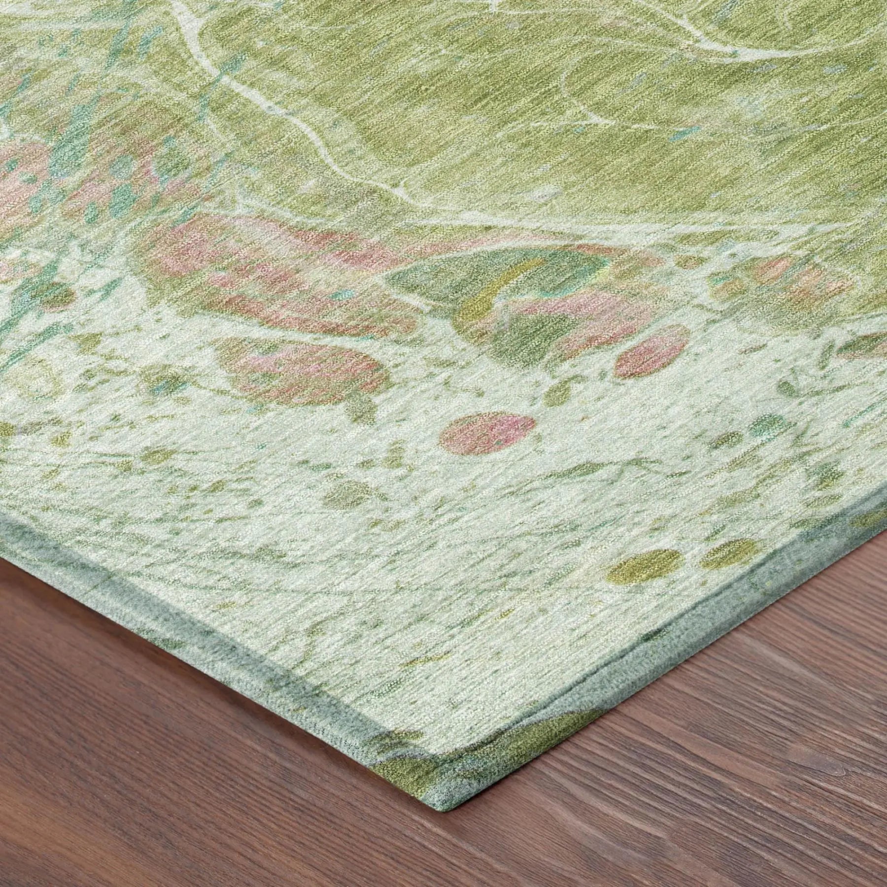 8' X 10' Green And Ivory Abstract Washable Indoor Outdoor Area Rug Homeroots Outdoor