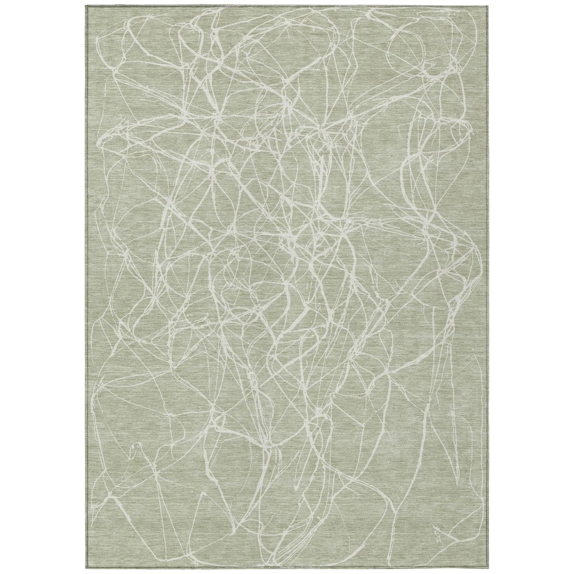 8' X 10' Green And Ivory Abstract Washable Indoor Outdoor Area Rug Homeroots Outdoor