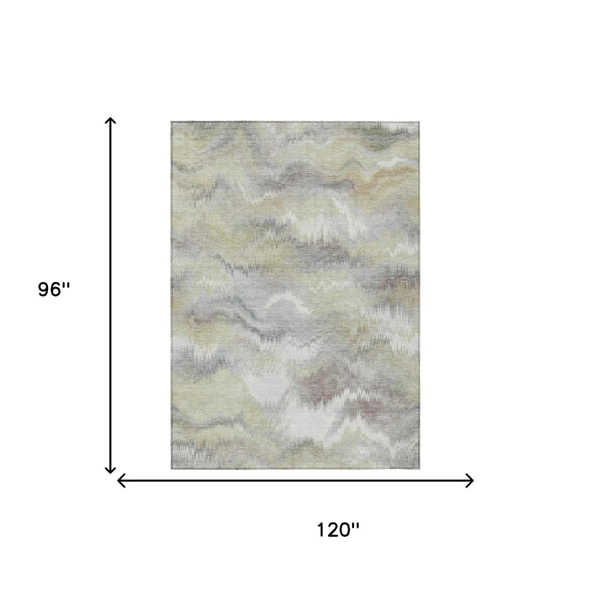 8' X 10' Green And Ivory Abstract Washable Indoor Outdoor Area Rug Homeroots Outdoor
