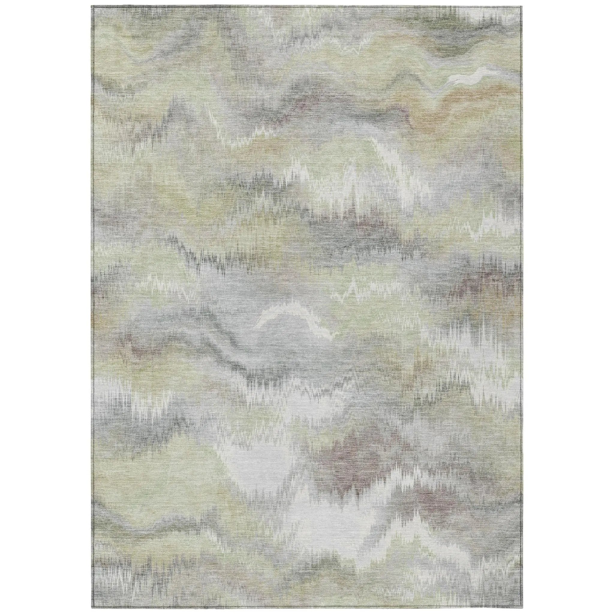 8' X 10' Green And Ivory Abstract Washable Indoor Outdoor Area Rug Homeroots Outdoor