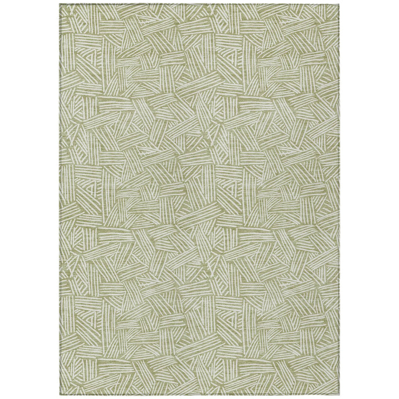 8' X 10' Green And Ivory Geometric Washable Indoor Outdoor Area Rug Homeroots Outdoor