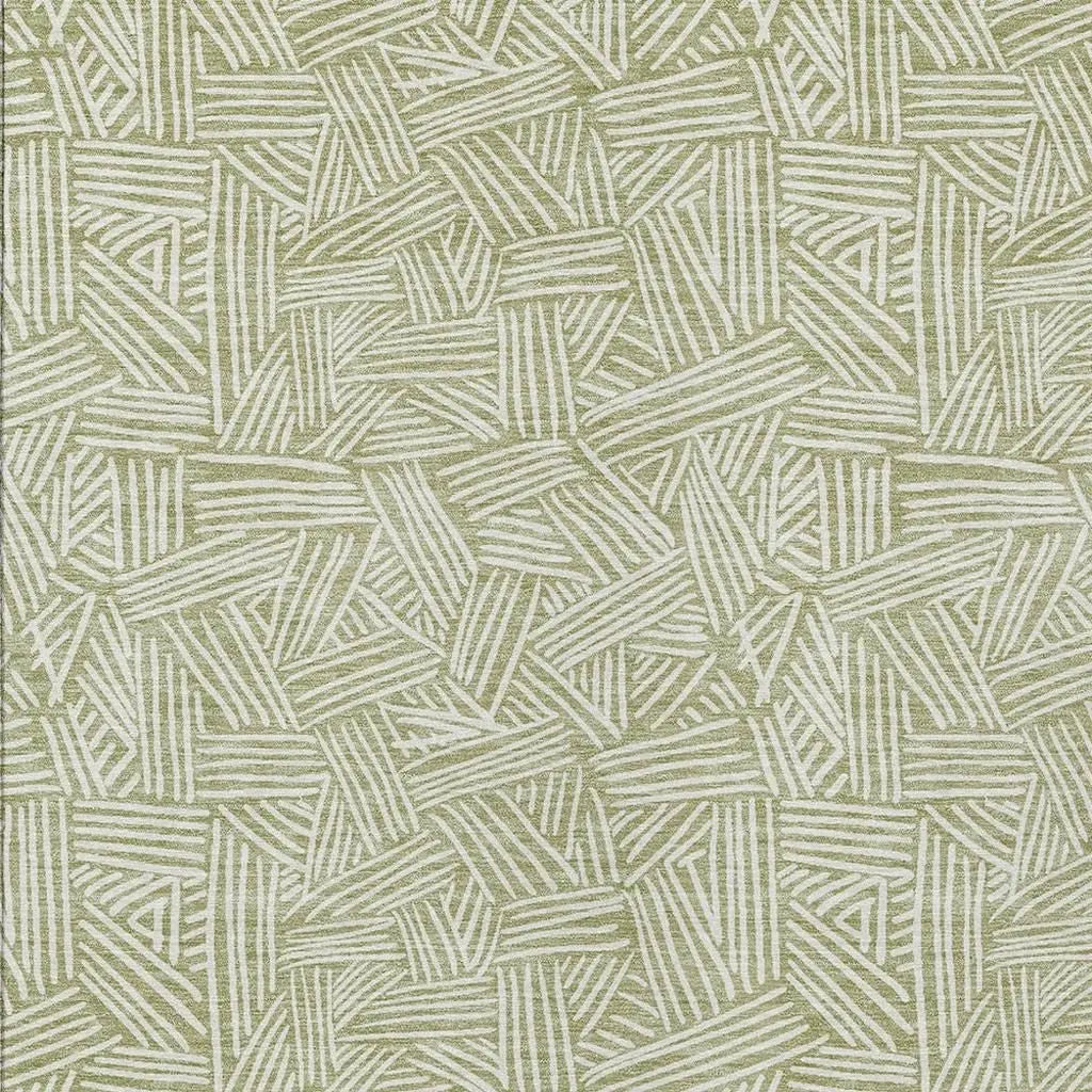 8' X 10' Green And Ivory Geometric Washable Indoor Outdoor Area Rug Homeroots Outdoor