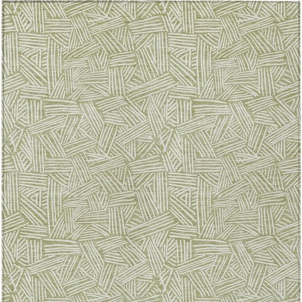 8' X 10' Green And Ivory Geometric Washable Indoor Outdoor Area Rug Homeroots Outdoor