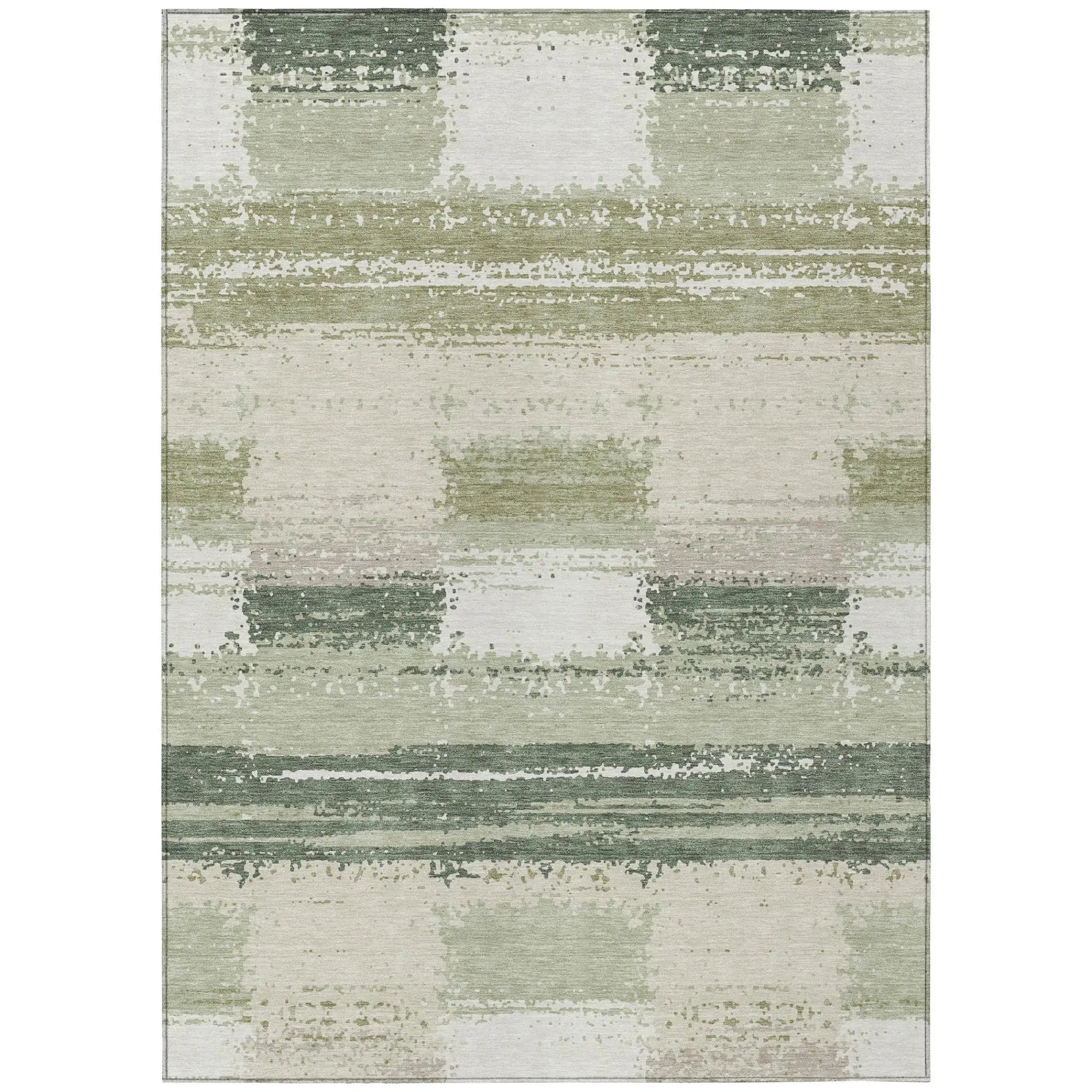 8' X 10' Green And Ivory Geometric Washable Indoor Outdoor Area Rug Homeroots Outdoor