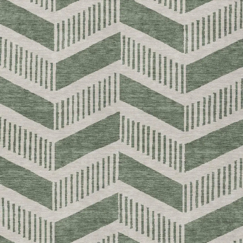 8' X 10' Green And Ivory Geometric Washable Indoor Outdoor Area Rug Homeroots Outdoor
