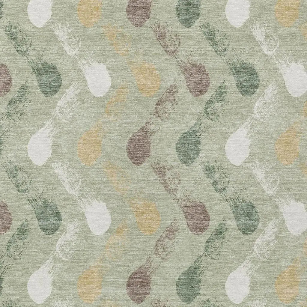 8' X 10' Green And Ivory Geometric Washable Indoor Outdoor Area Rug Homeroots Outdoor