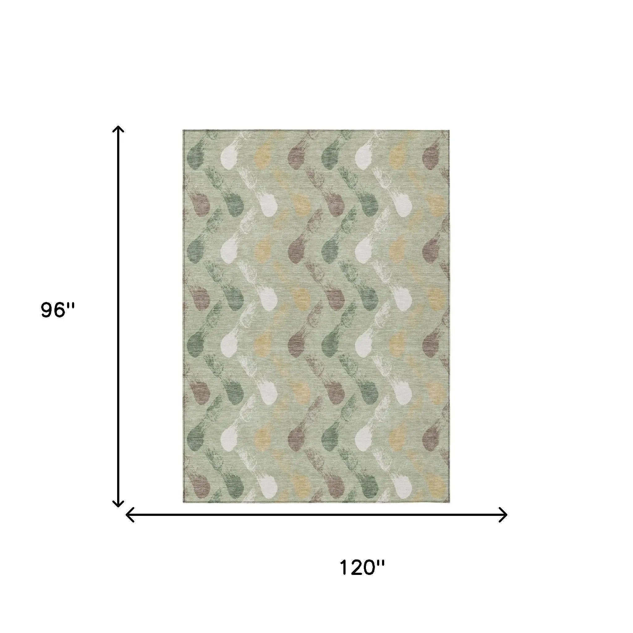 8' X 10' Green And Ivory Geometric Washable Indoor Outdoor Area Rug Homeroots Outdoor