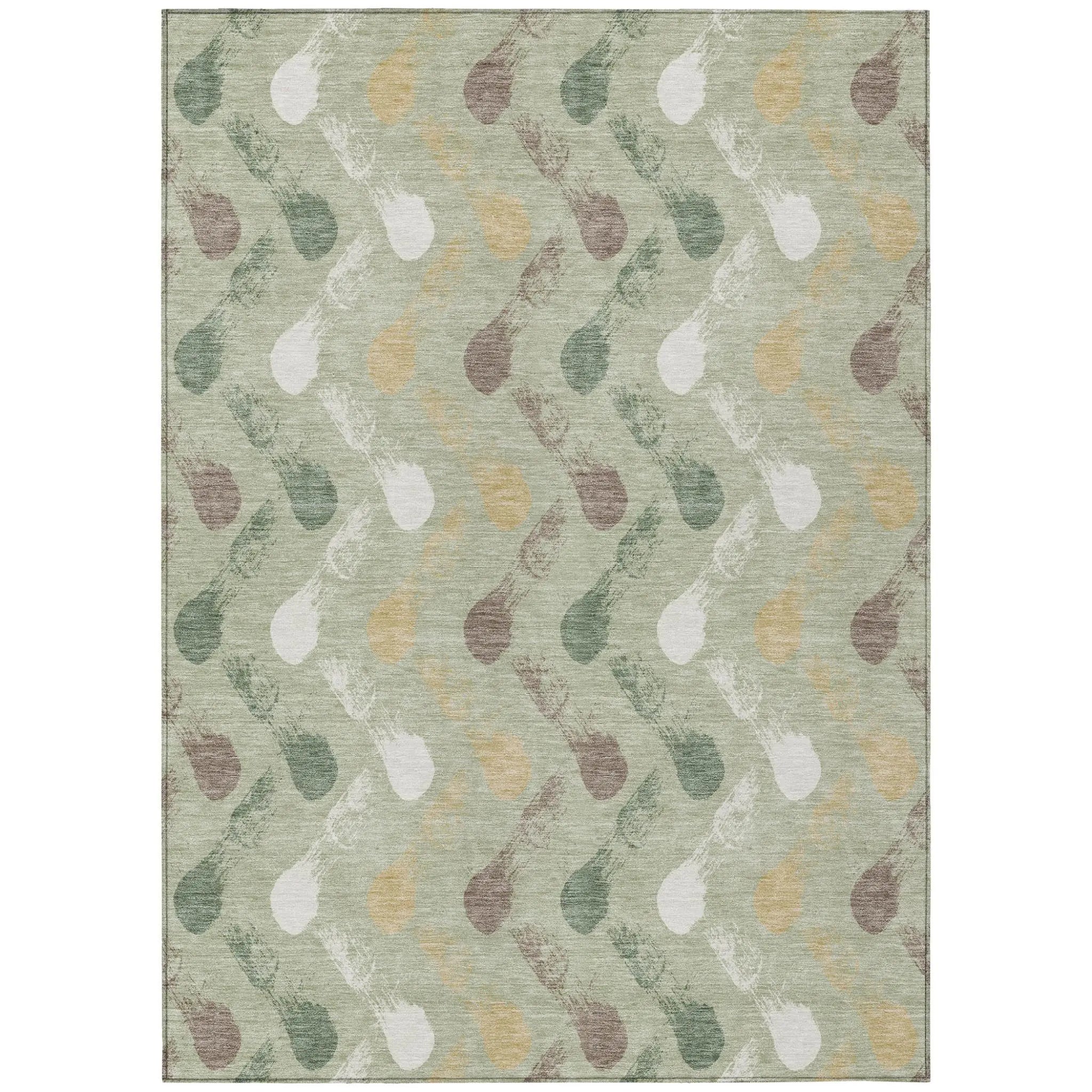 8' X 10' Green And Ivory Geometric Washable Indoor Outdoor Area Rug Homeroots Outdoor