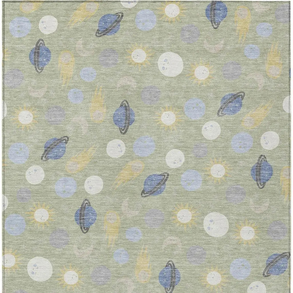 8' X 10' Green And Ivory Geometric Washable Indoor Outdoor Area Rug Homeroots Outdoor