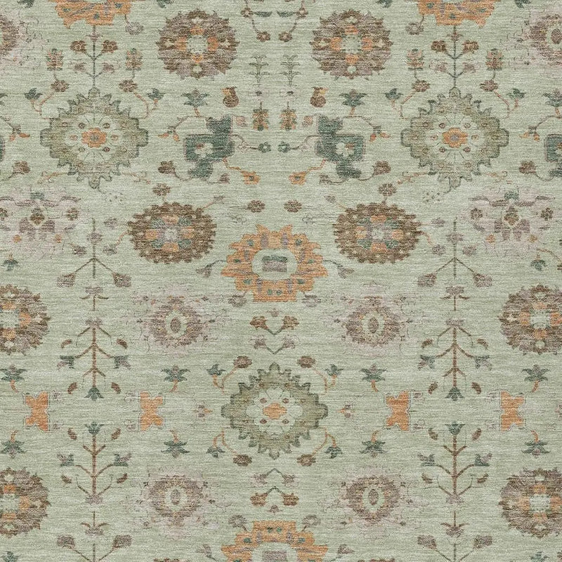 8' X 10' Green And Khaki Geometric Washable Indoor Outdoor Area Rug Homeroots Outdoor