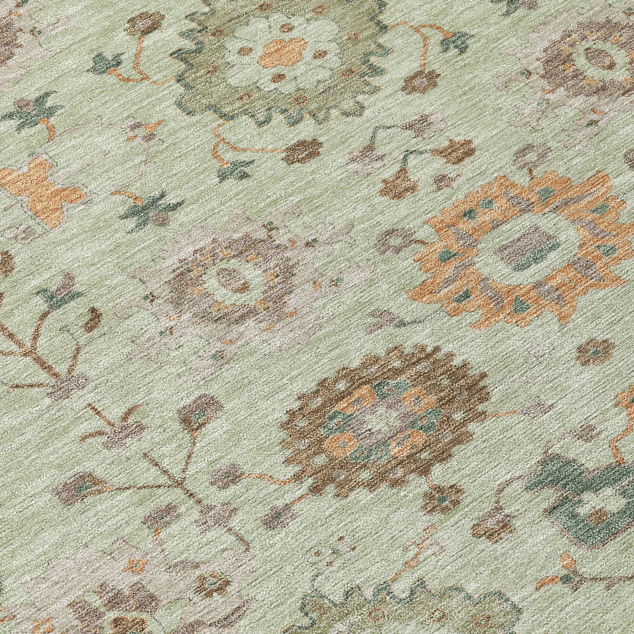 8' X 10' Green And Khaki Geometric Washable Indoor Outdoor Area Rug Homeroots Outdoor