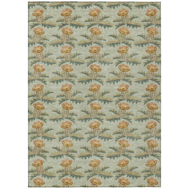 8' X 10' Green And Lavender Floral Washable Indoor Outdoor Area Rug Homeroots Outdoor