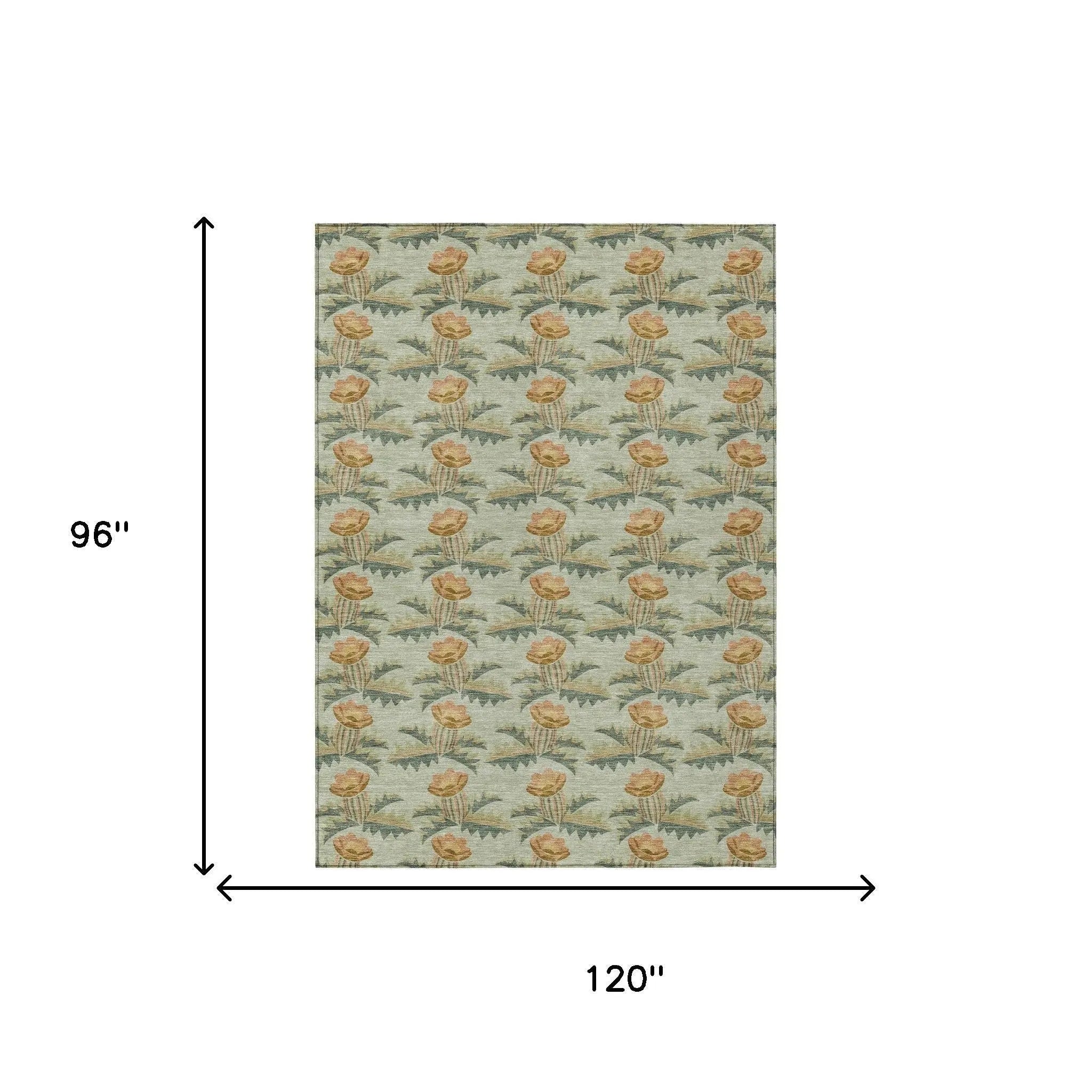 8' X 10' Green And Lavender Floral Washable Indoor Outdoor Area Rug Homeroots Outdoor